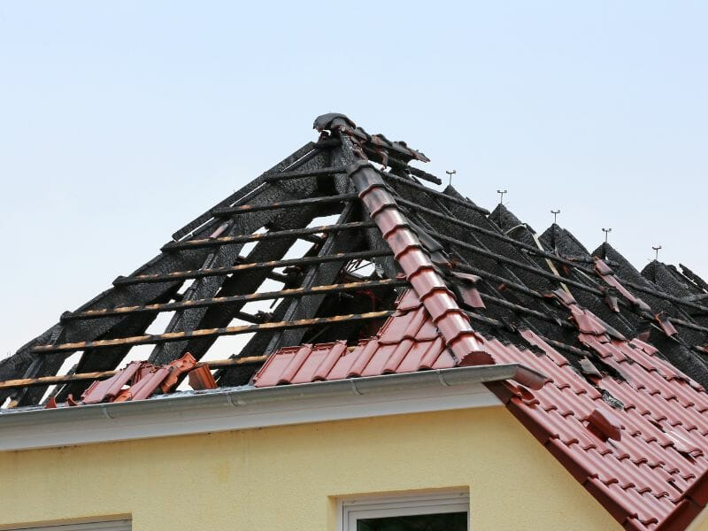 Roof after fire damage