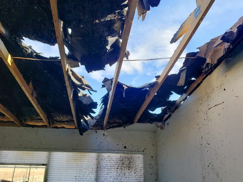 Renovate the roof after fire damage